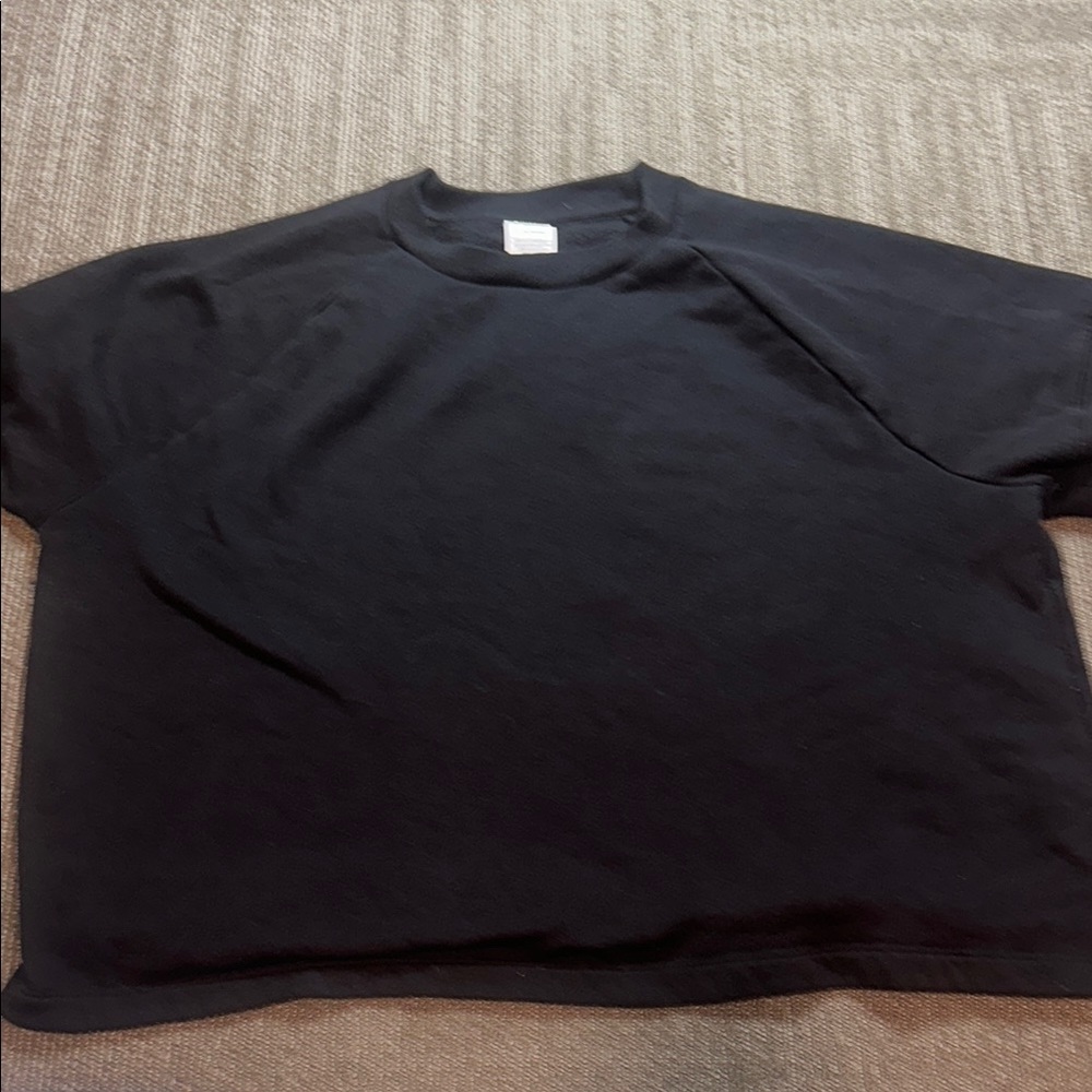 PINK Victoria's Secret Black Fleece Short Sleeve Tee